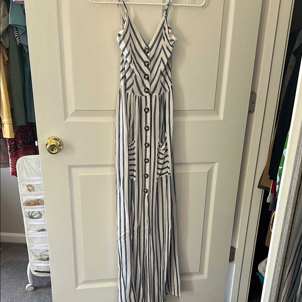 Striped Button-Down Maxi Dress